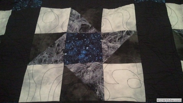 Jennifer black, white, grey star quilt